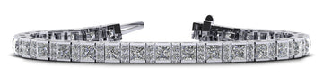 Princess and Round Diamond Tennis Bracelet Lab-Grown Diamond  with 9.19 ct.(finished) 1.8mm, 3.5mm
