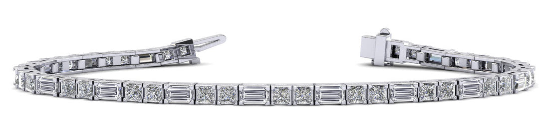 Double Princess and Baguette Diamond Bracelet with 5.25 ct.(finished) 4x2mm, 2.5mm