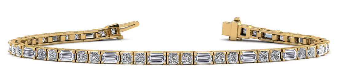 Double Princess and Baguette Diamond Bracelet with 5.25 ct.(finished) 4x2mm, 2.5mm