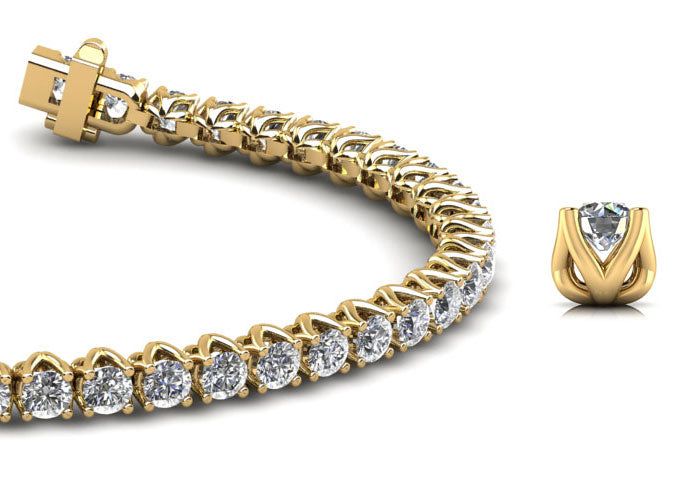 Fiery Flame Diamond  Tennis Bracelet with 4.08 ct.(finished) 2.7mm