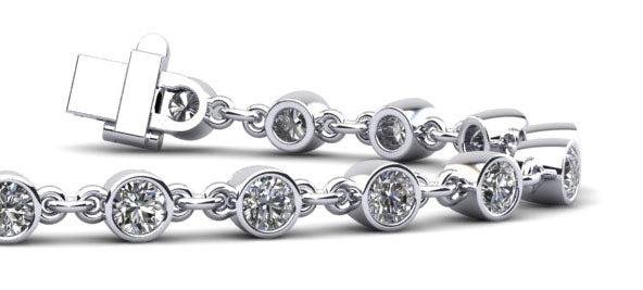 Diamond Drops Chain Link Bezel Bracelet Lab-Grown Diamond  with 2.52 ct.(finished) 3mm
