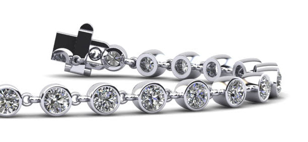 Diamond Drops Single Link Bezel Bracelet Diamond  with 6.00 ct.(finished) 4mm