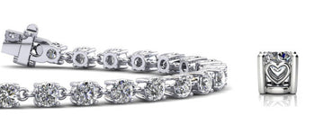 Stylish Sweetheart Diamond Tennis Diamond Bracelet with 7.16 ct.(finished) 4.1mm