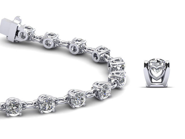 Sweetheart Chain Link Diamond Tennis Diamond Bracelet with 2.41 ct.(finished) 2.8mm