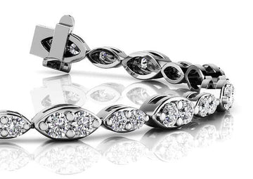 Dual Marquise Link Diamond Bracelet with 3.46 ct.(finished) 2.3mm, 2.9mm