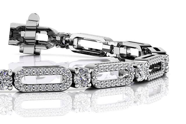 Victorian Capsule Link Diamond Bracelet Diamond  with 2.54 ct.(finished) 1mm, 3mm