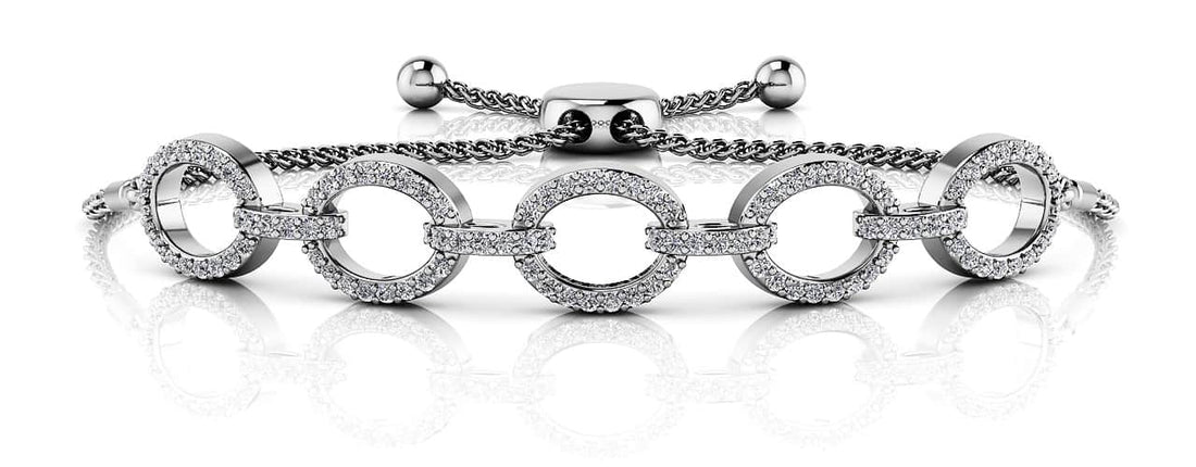 Love Open Oval Adjustable Diamond Bracelet with 0.98 ct.(finished) 1.2mm