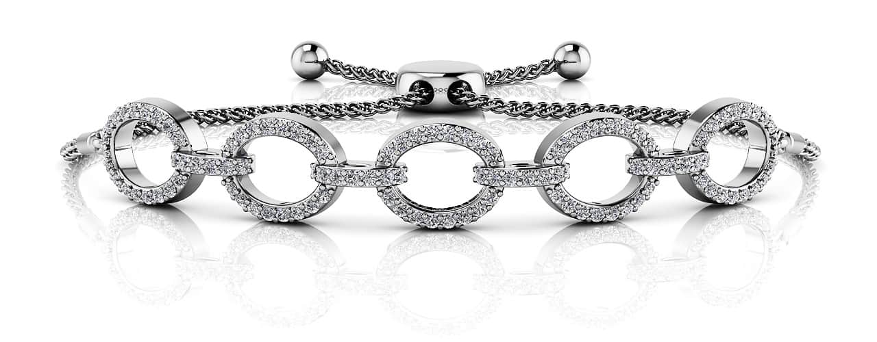Love Open Oval Adjustable Diamond Bracelet with 0.98 ct.(finished) 1.2mm