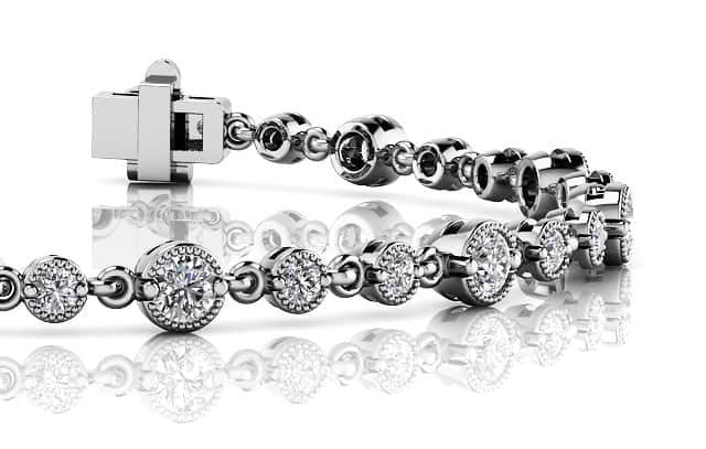 Milgrain Chain Link Diamond Bracelet Diamond  with 2.05 ct.(finished) 2mm, 3mm