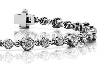 Milgrain Chain Link Diamond Bracelet Diamond  with 2.05 ct.(finished) 2mm, 3mm