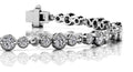 Vintage Milgrain Three Diamond Chain Link Bracelet Diamond  with 2.39 ct.(finished) 2mm, 3mm