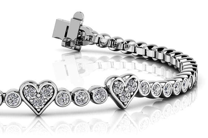 Three Hearts Of Love Diamond Bracelet with 2.11 ct.(finished) 2mm