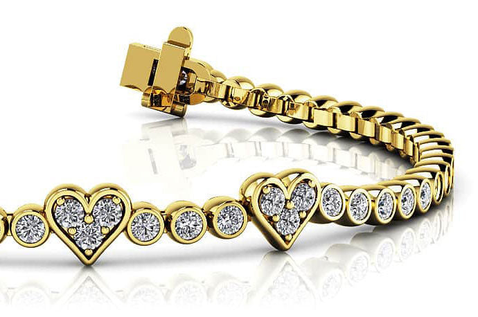 Three Hearts Of Love Diamond Bracelet Lab-Grown Diamond  with 2.11 ct.(finished) 2mm