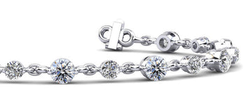 Alternating Diamond And Chain Link Bracelet Lab-Grown Diamond  with 3.53 ct.(finished) 3mm, 4.2mm