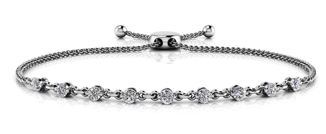 Adjustable Diamond And Chain Link Slider Bracelet Lab-Grown Diamond  with 0.54 ct.(finished) 2.5mm