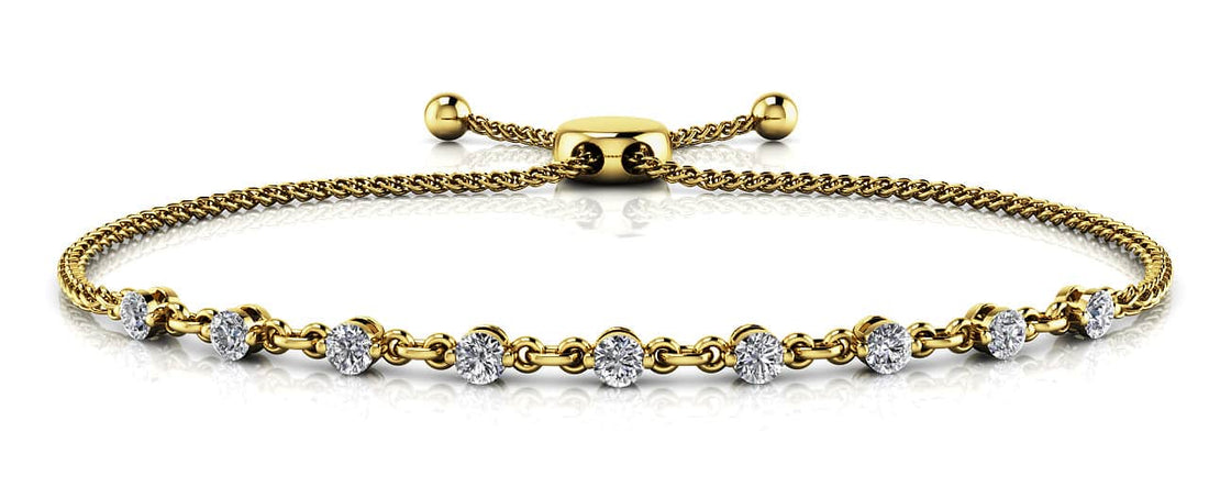 Adjustable Diamond And Chain Link Slider Bracelet Lab-Grown Diamond  with 1.28 ct.(finished) 3.5mm
