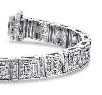 Bezel Set Princess Diamond Bracelet Diamond  with 5.45 ct.(finished) 1.4mm, 2.5mm