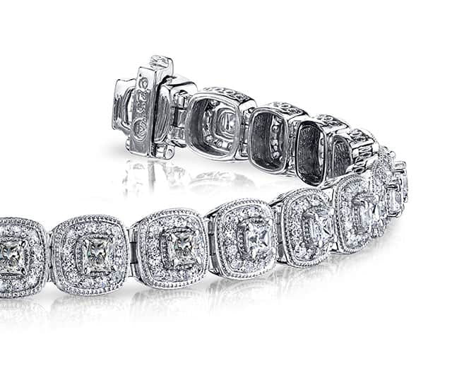 Grand Princess Cut Diamond Bracelet Diamond  with 5.06 ct.(finished) 1.2mm, 2.8mm