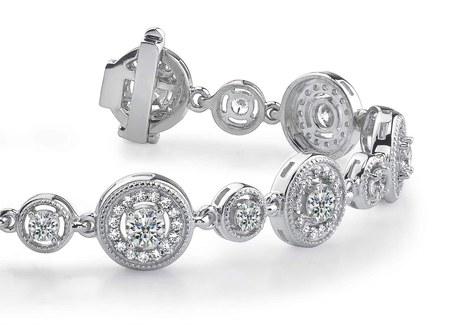 Double Diamond Circle Link Bracelet Diamond  with 2.99 ct.(finished) 1.2mm, 2.5mm, 3.5mm