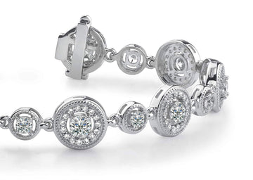 Double Diamond Circle Link Bracelet Diamond  with 2.99 ct.(finished) 1.2mm, 2.5mm, 3.5mm