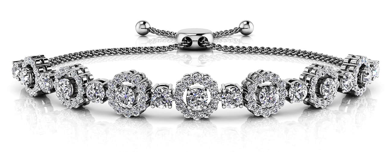 Adjustable Diamond Circle Link Bracelet Lab-Grown Diamond  with 3.16 ct.(finished) 1.5mm, 3.5mm