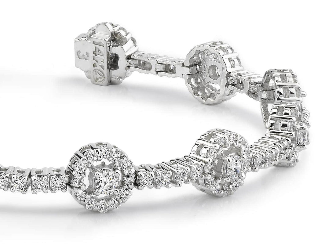Diamond Halo Link Bracelet Diamond  with 4.02 ct.(finished) 1.4mm, 1.7mm, 3mm