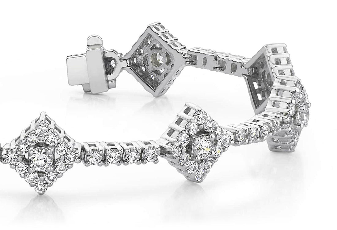 Art Deco Diamond Link Bracelet Diamond  with 4.51 ct.(finished) 1.7mm, 2mm, 3mm