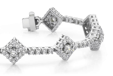 Art Deco Diamond Link Bracelet Diamond  with 4.51 ct.(finished) 1.7mm, 2mm, 3mm