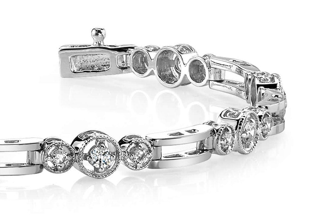 Three Across Bridge Link Diamond Bracelet Diamond  with 1.01 ct.(finished) 2mm, 2.5mm