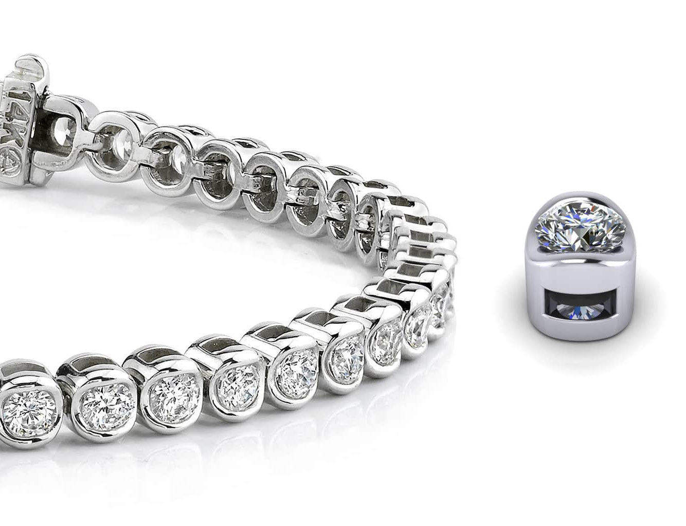 Channel Set Round Diamond  Tennis Bracelet with 3.06 ct.(finished) 2.6mm
