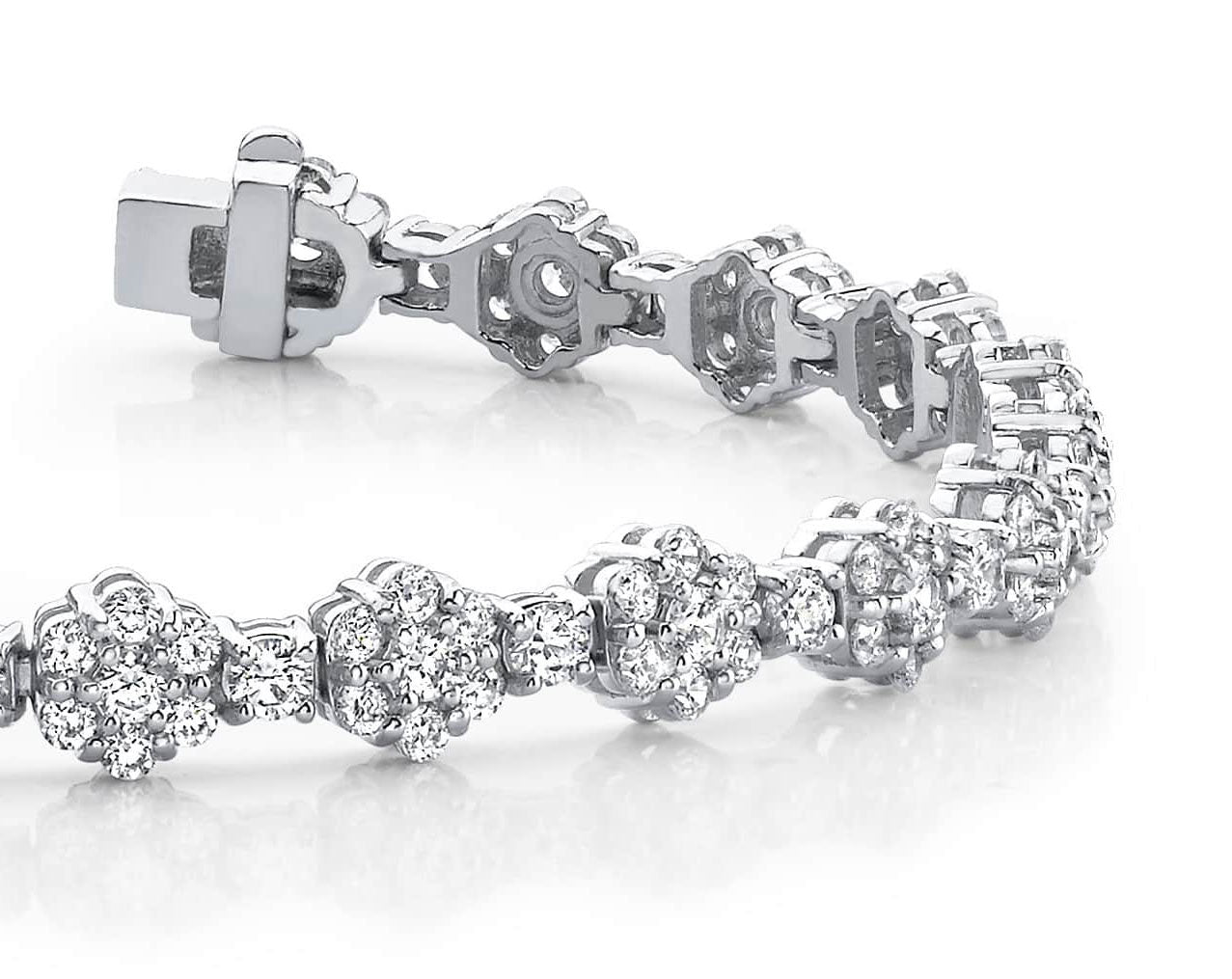 Cluster Flower Link Diamond Bracelet Diamond  with 4.21 ct.(finished) 1.5mm, 2mm, 2.5mm
