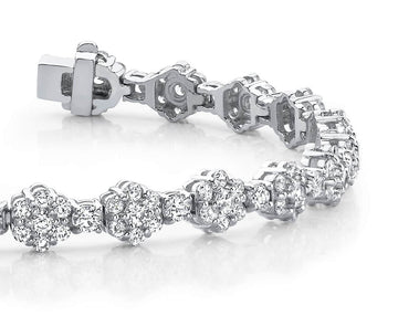 Cluster Flower Link Diamond Bracelet Diamond  with 4.21 ct.(finished) 1.5mm, 2mm, 2.5mm