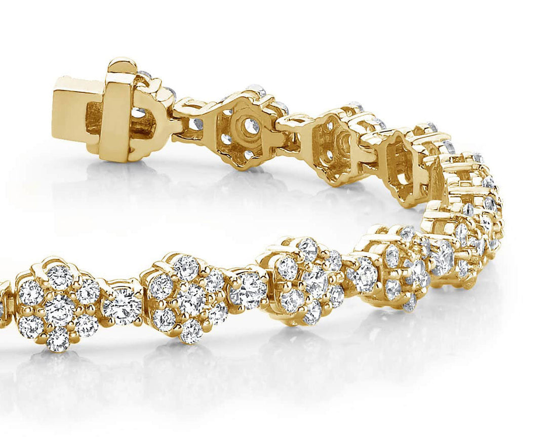 Cluster Flower Link Diamond Bracelet Diamond  with 4.21 ct.(finished) 1.5mm, 2mm, 2.5mm