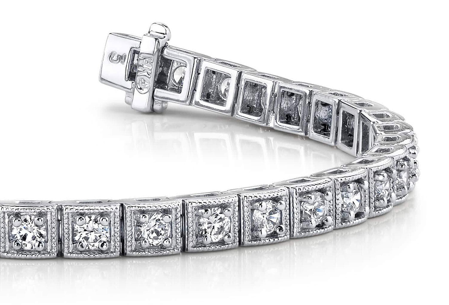 Antique Square Link Diamond Bracelet Diamond  with 1.55 ct.(finished) 2.0mm