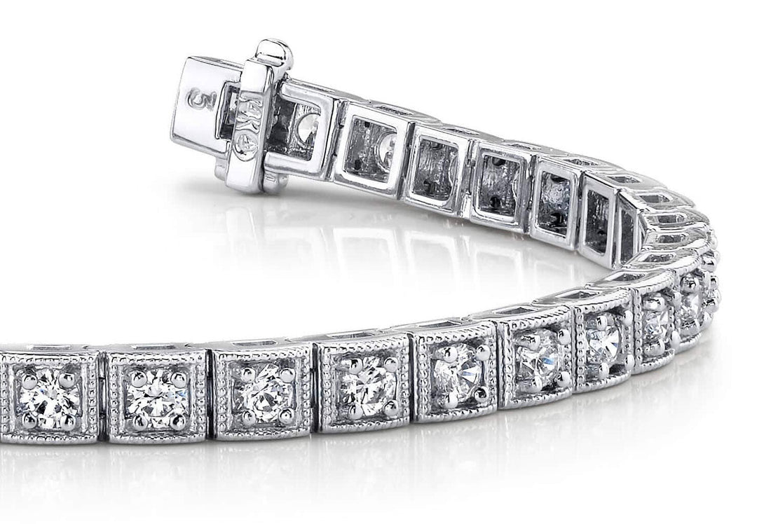 Antique Square Link Diamond Bracelet Diamond  with 2.52 ct.(finished) 2.5mm