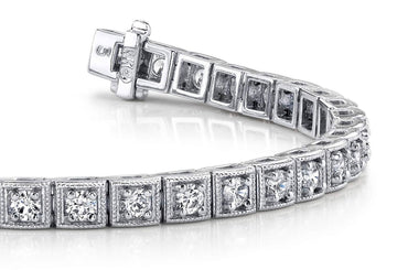 Antique Square Link Diamond Bracelet Diamond  with 3.85 ct.(finished) 3.0mm