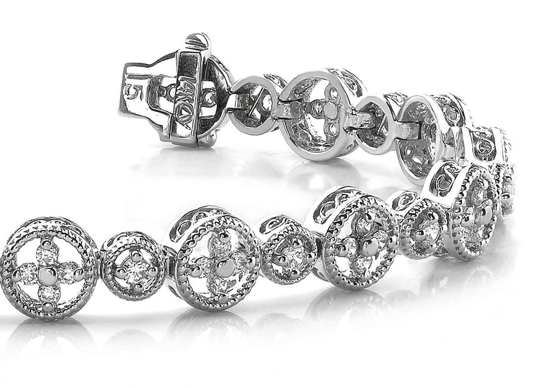 Diamond Sand Dollar Bracelet Diamond  with 1.40 ct.(finished) 1.5mm, 2mm