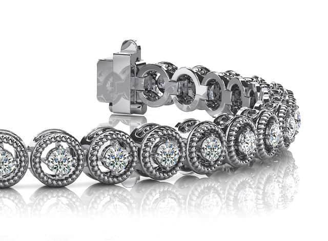 Circle Filigree Diamond Link Bracelet Diamond  with 3.05 ct.(finished) 3.0mm