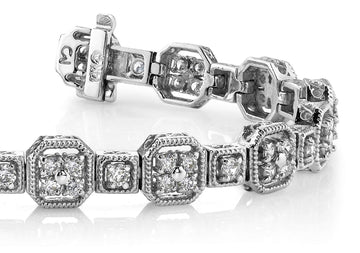 Vintage Quad Square Diamond Bracelet Diamond  with 3.97 ct.(finished) 2.3mm, 3mm