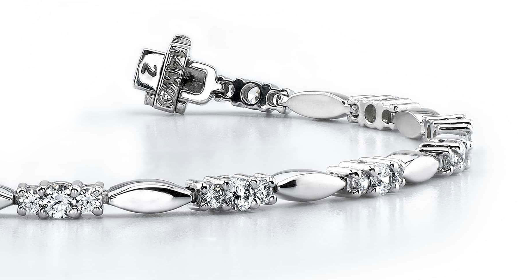 Elliptical Link Diamond Bracelet Lab-Grown Diamond  with 0.95 ct.(finished) 1.5mm, 2.1mm