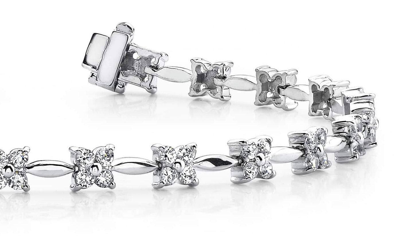 Flower Link Diamond Bracelet Lab-Grown Diamond  with 2.94 ct.(finished) 2.1mm