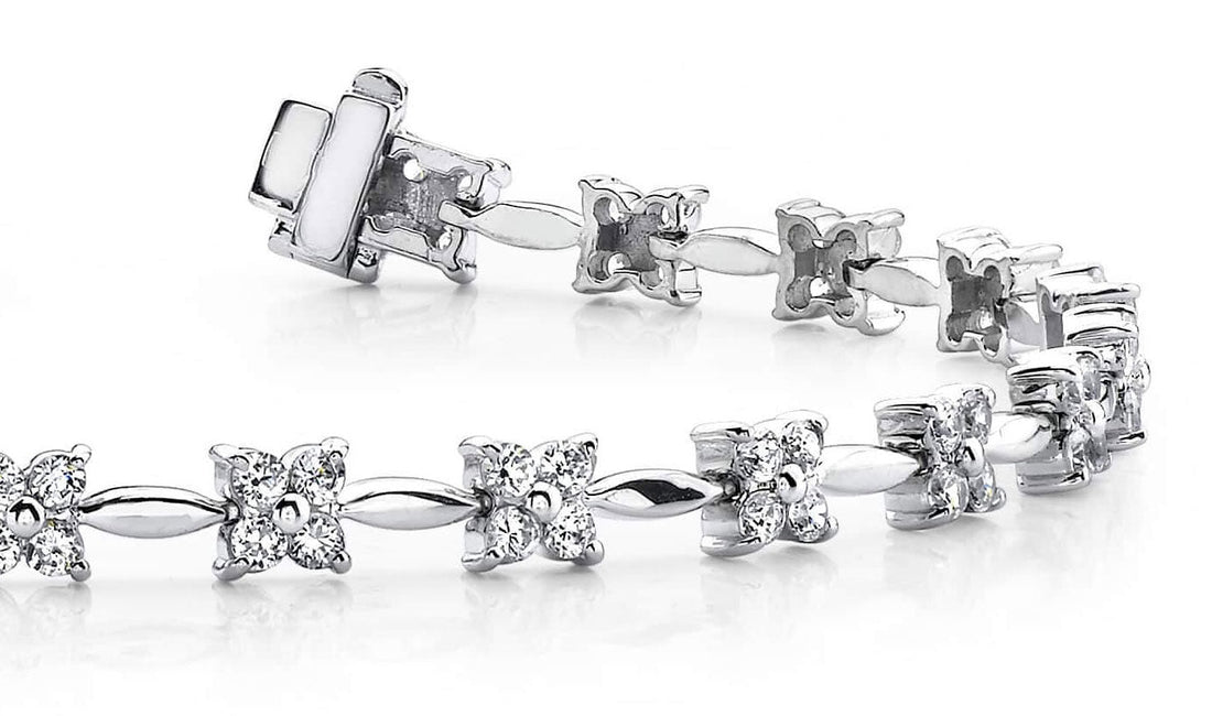 Flower Link Diamond Bracelet with 2.94 ct.(finished) 2.1mm