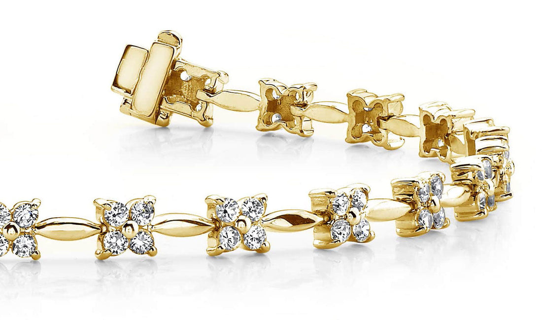 Flower Link Diamond Bracelet with 1.94 ct.(finished) 1.7mm
