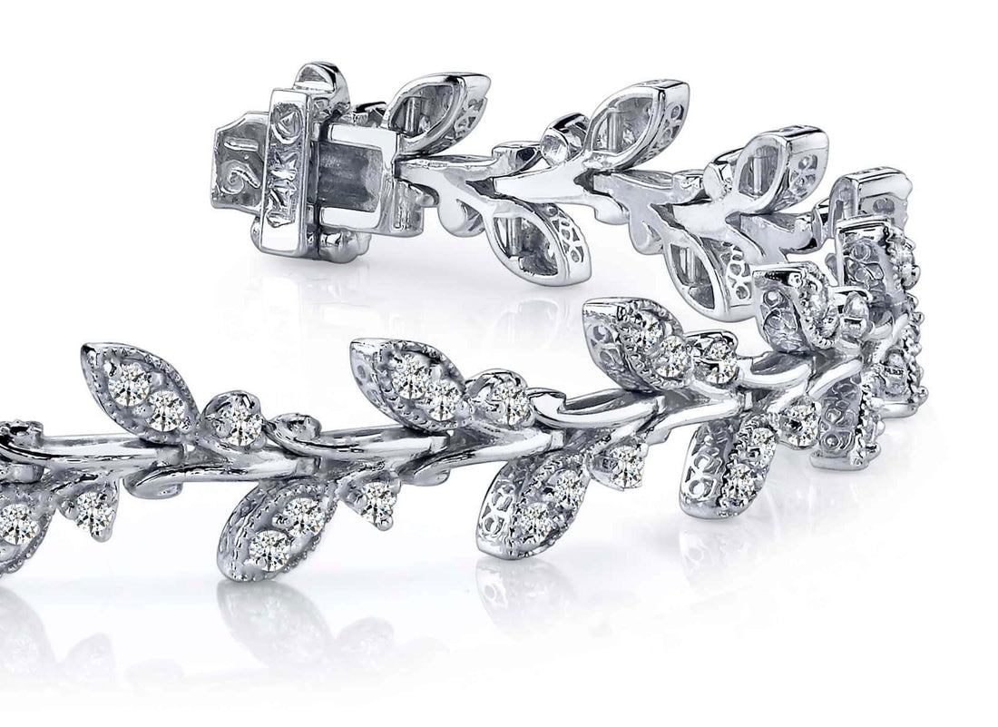 Vintage Style Leaf Diamond Bracelet Diamond  with 2.05 ct.(finished) 1.65mm