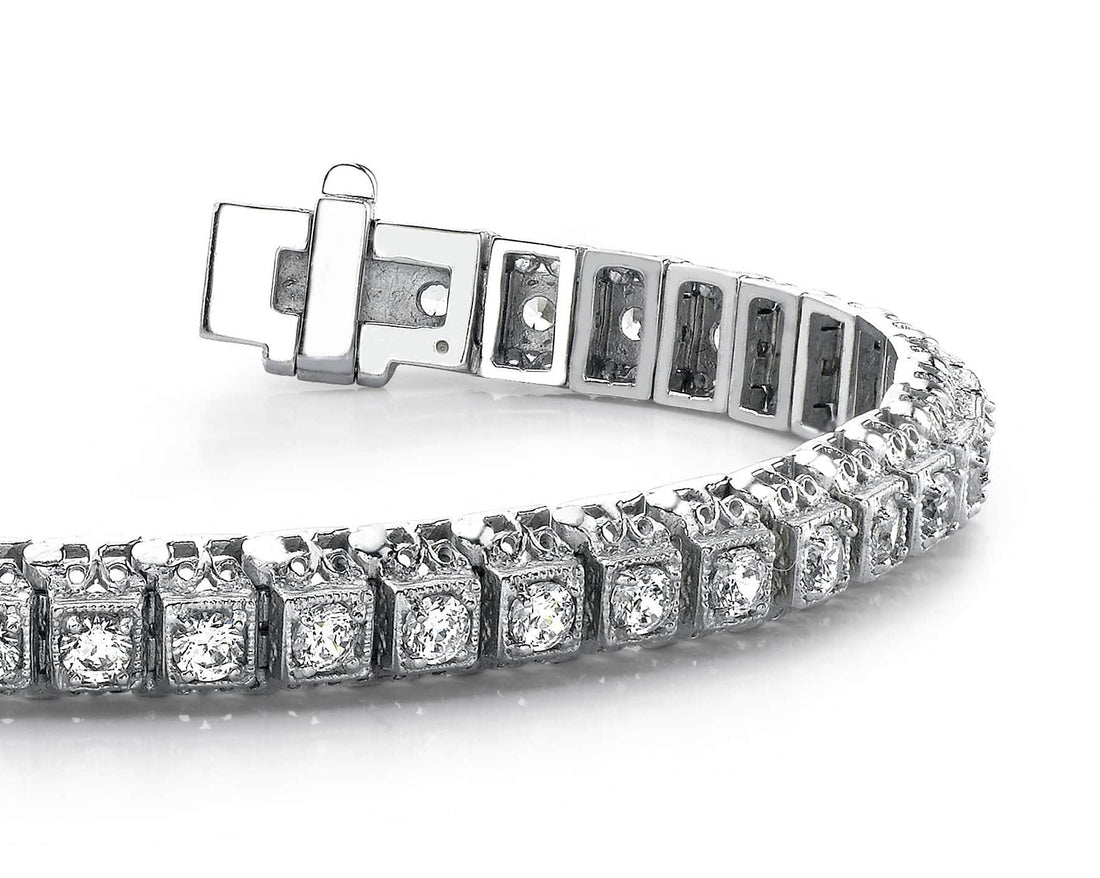 Milgrain Square Link Diamond Bracelet Diamond  with 1.82 ct.(finished) 2mm