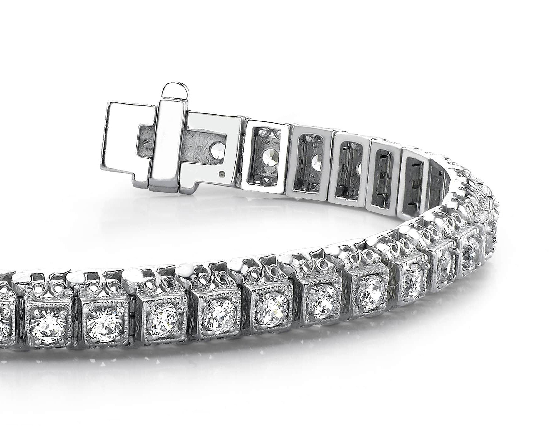 Milgrain Square Link Diamond Bracelet Diamond  with 1.82 ct.(finished) 2mm