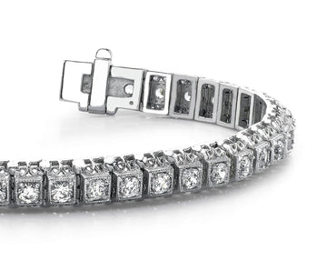 Milgrain Square Link Diamond Bracelet Diamond  with 4.20 ct.(finished) 3mm