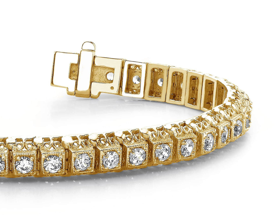 Milgrain Square Link Diamond Bracelet Diamond  with 2.09 ct.(finished) 2.2mm