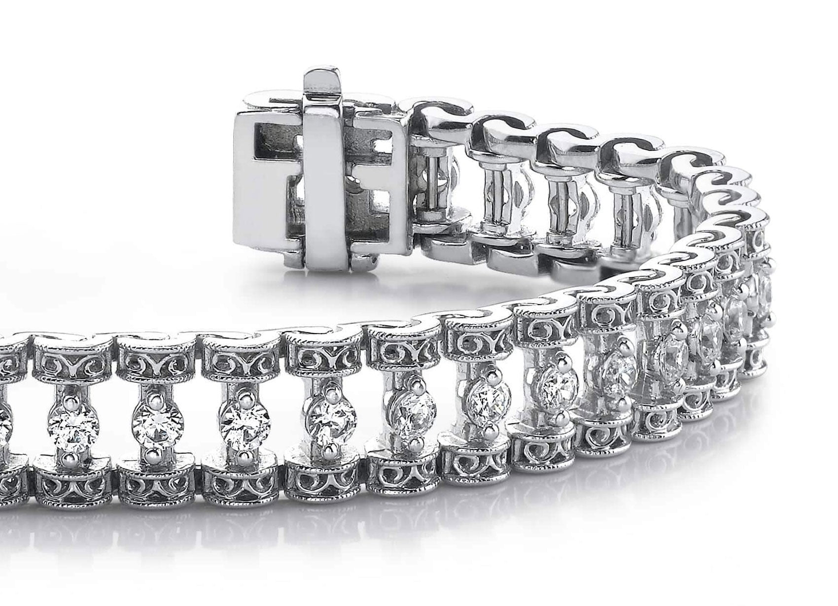 Filigree Diamond Candlestick Bracelet Diamond  with 3.52 ct.(finished) 2.75mm