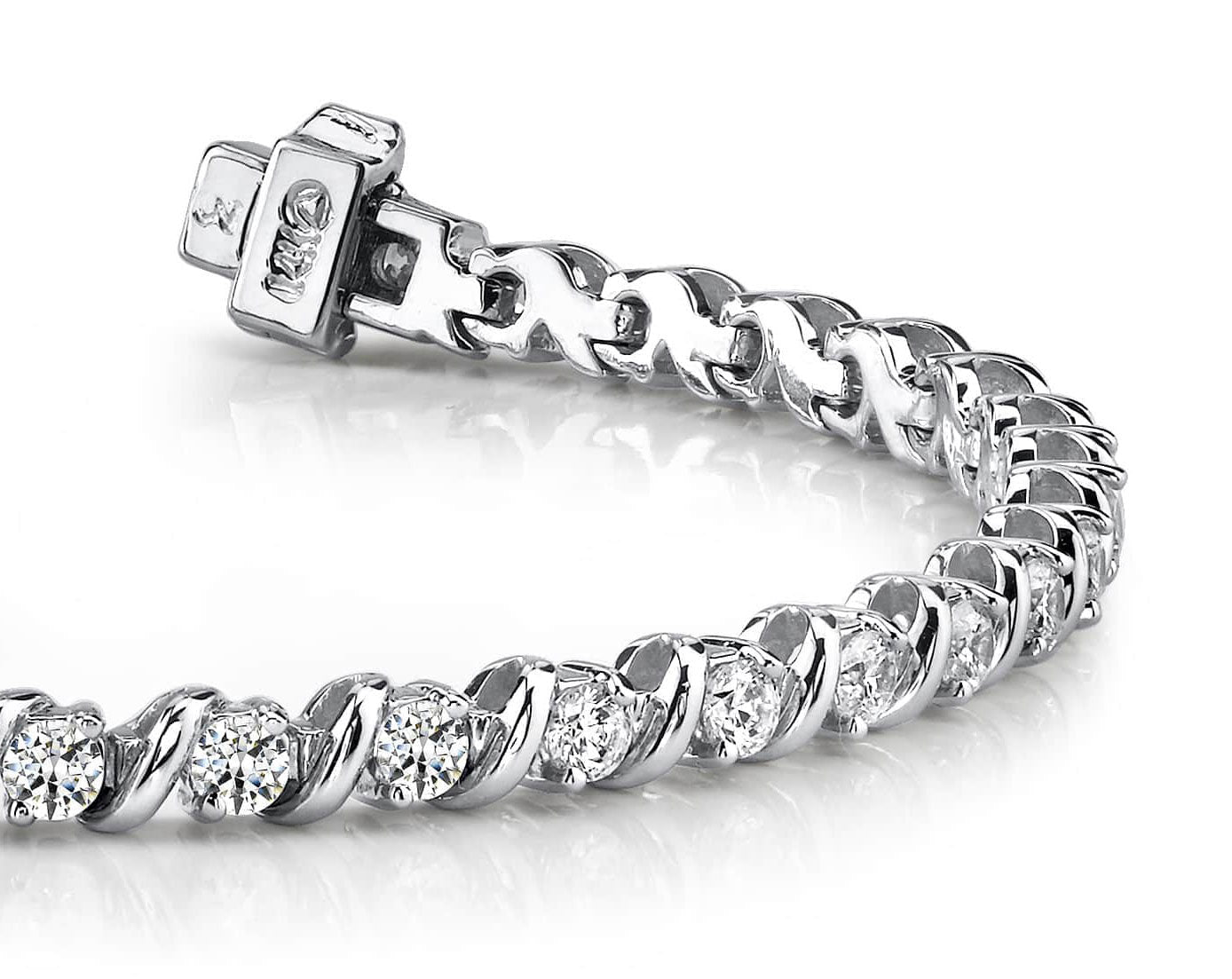 Wavy Hood Link Diamond  Tennis Bracelet with 3.06 ct.(finished) 2.75mm